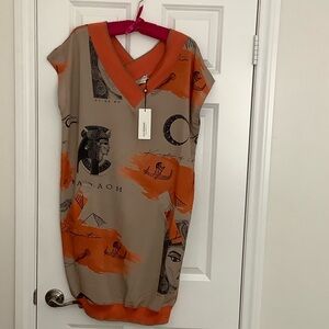 Orange and Beige Graphic Dress